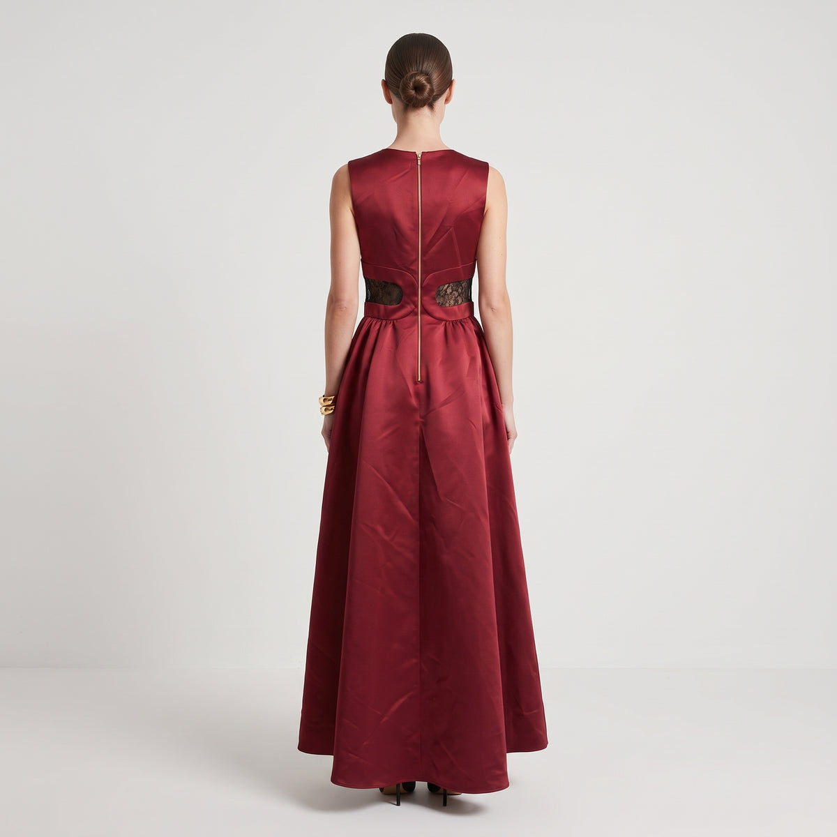 Burgundy Cutout Evening Gown