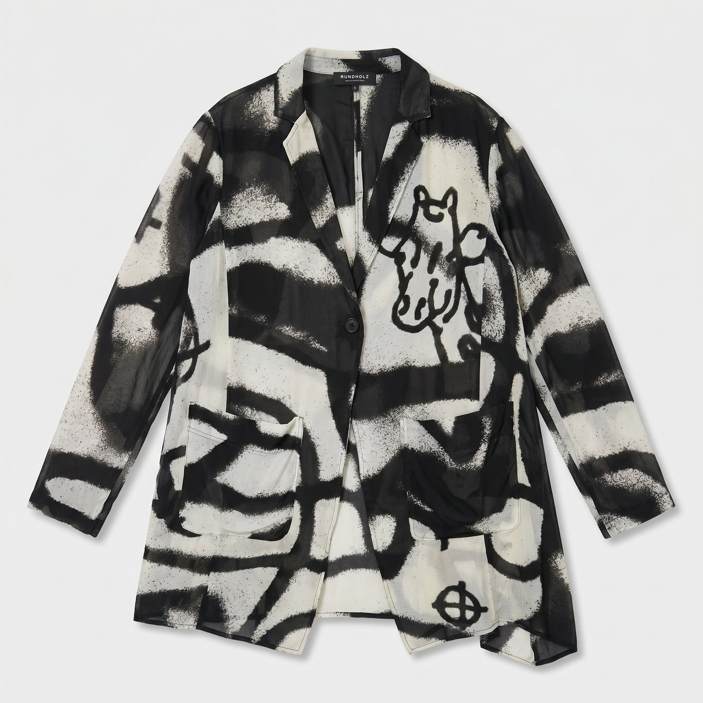 Abstract Graffiti Print Lightweight Blazer