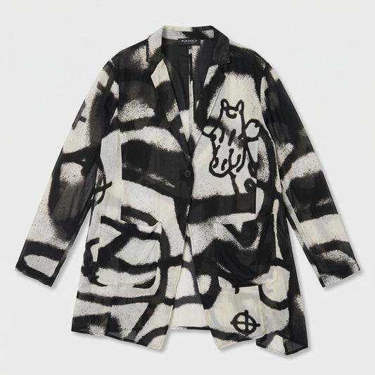 Abstract Graffiti Print Lightweight Blazer
