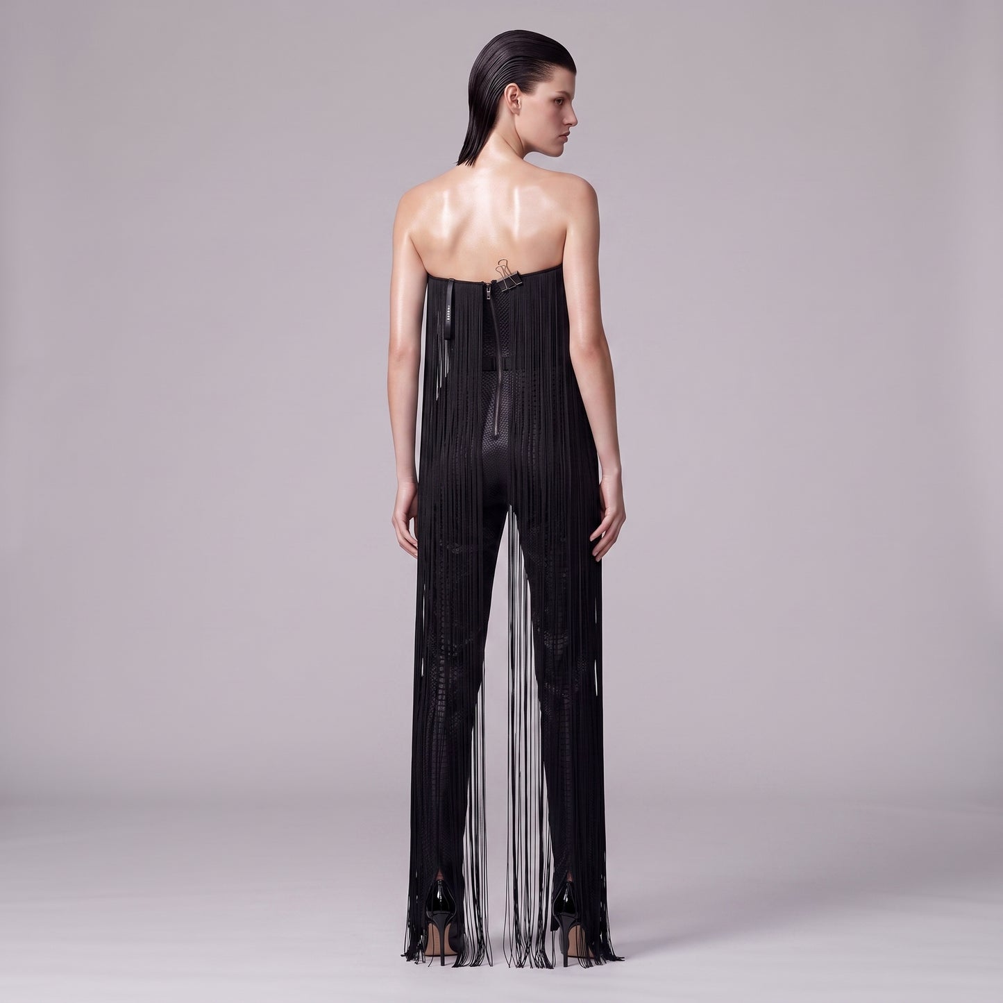 Fringe Embellished Strapless Trouser Set