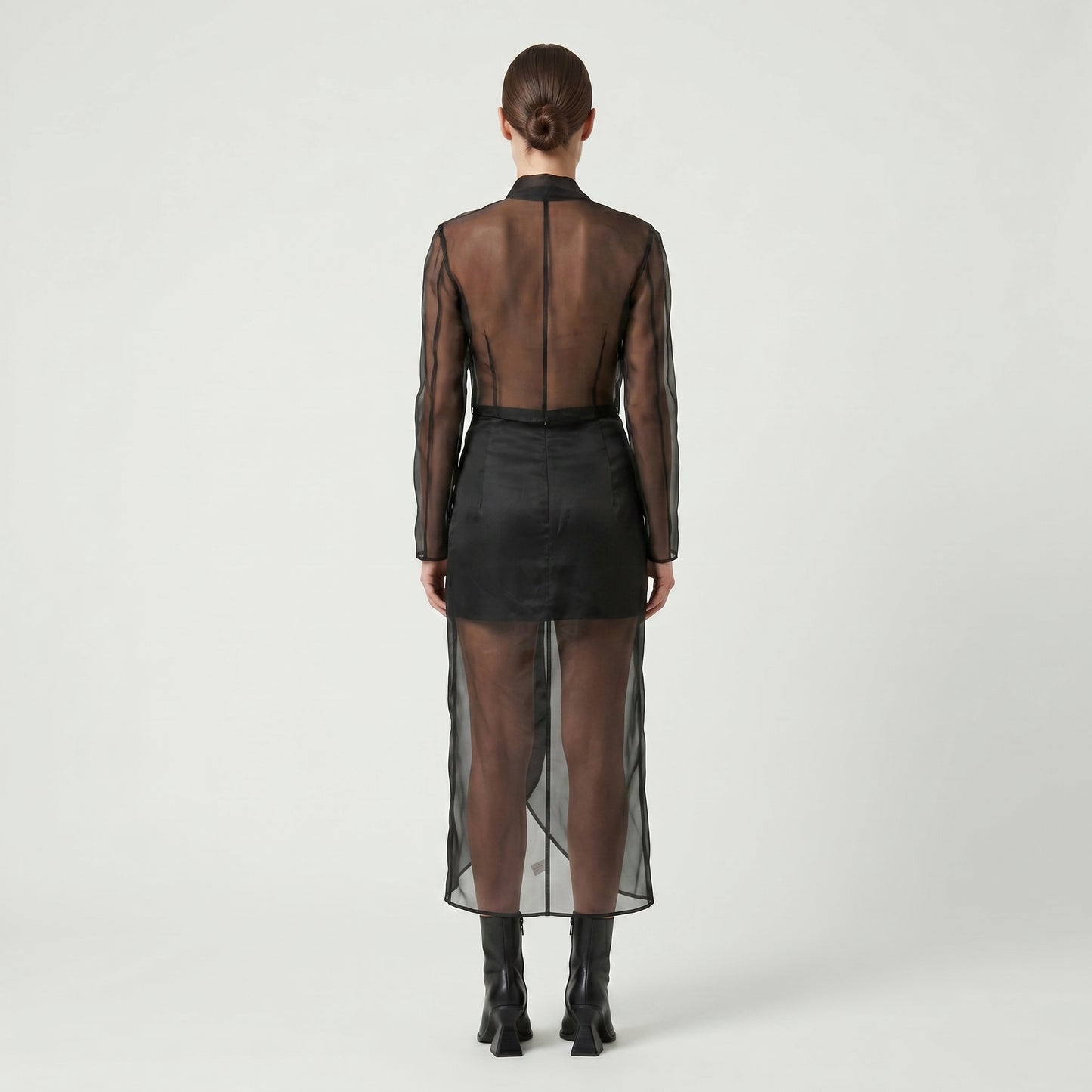 Asymmetric Sheer Midi Skirt