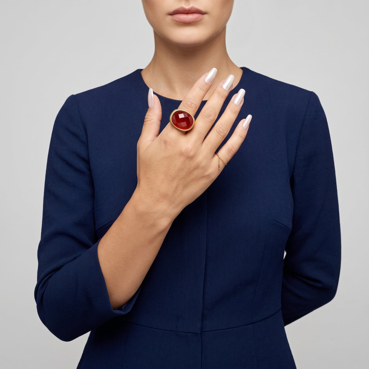 Faceted Oval Statement Ring