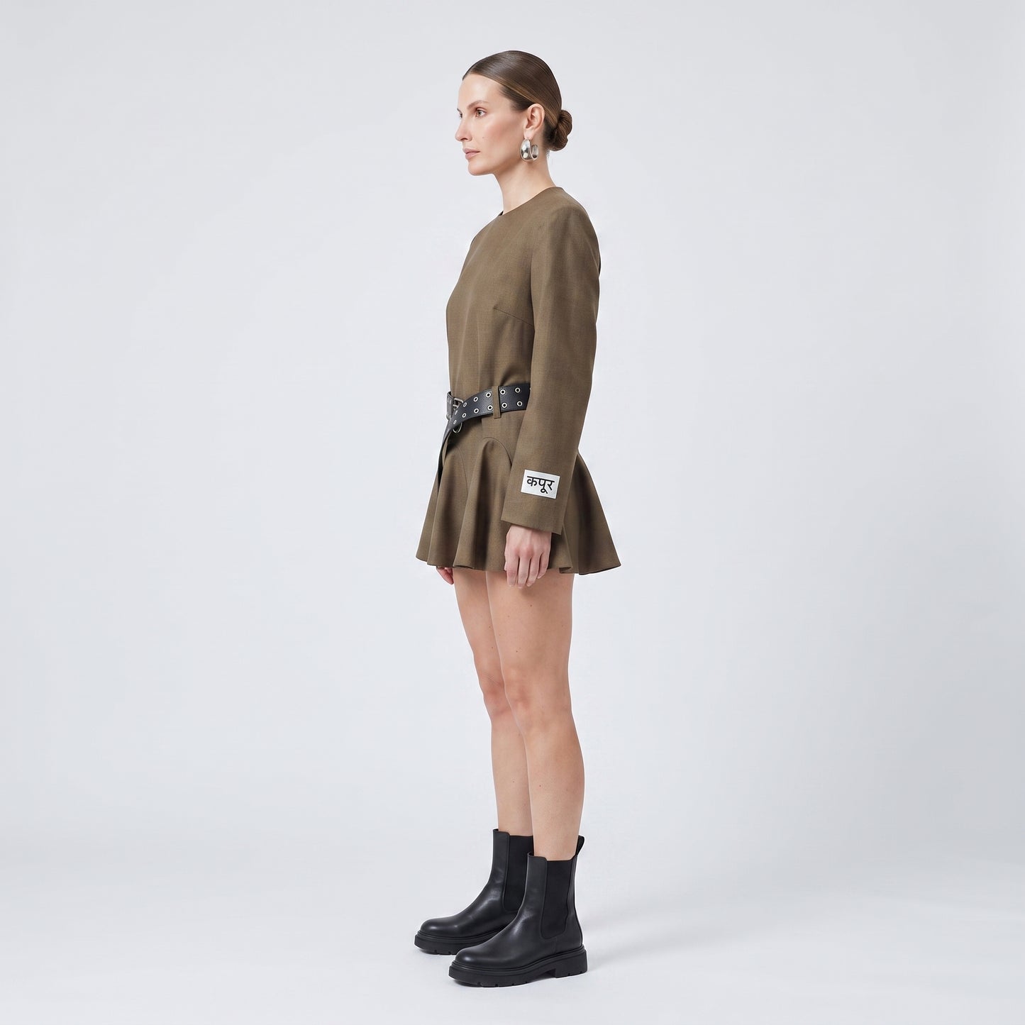 Structured Belted Peplum Top