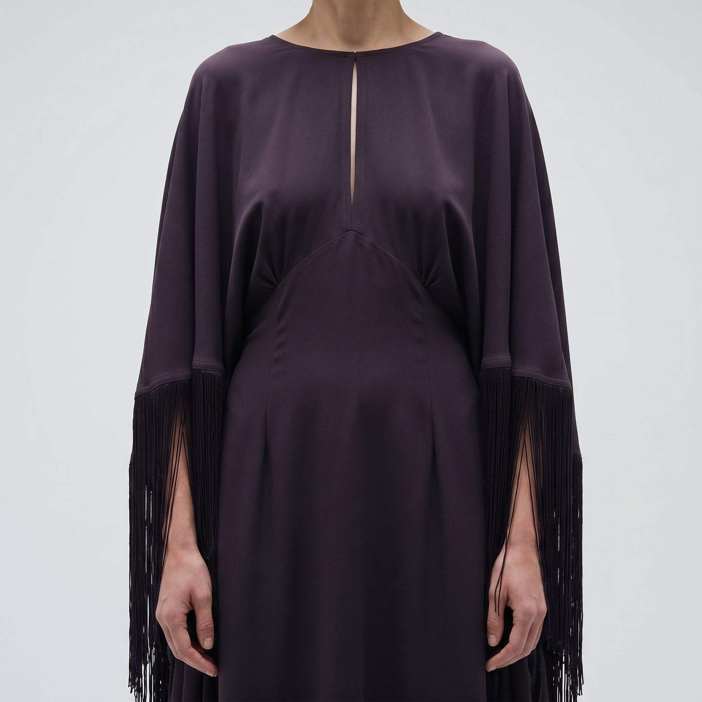 Fringed Dark Purple Kaftan Dress