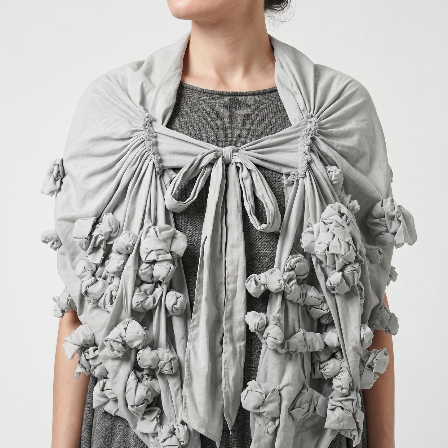 Textured Ruffle Tie Shrug