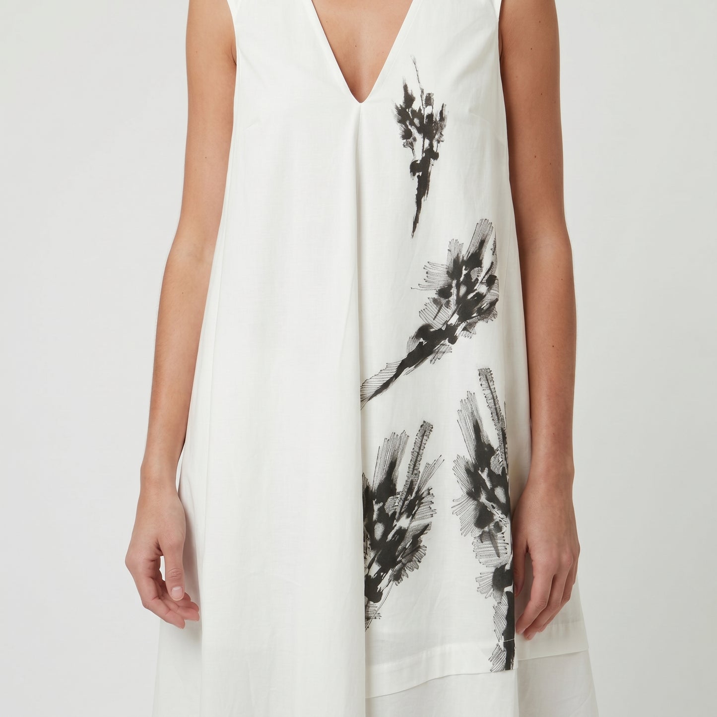 Asymmetric Graphic V-Neck Dress