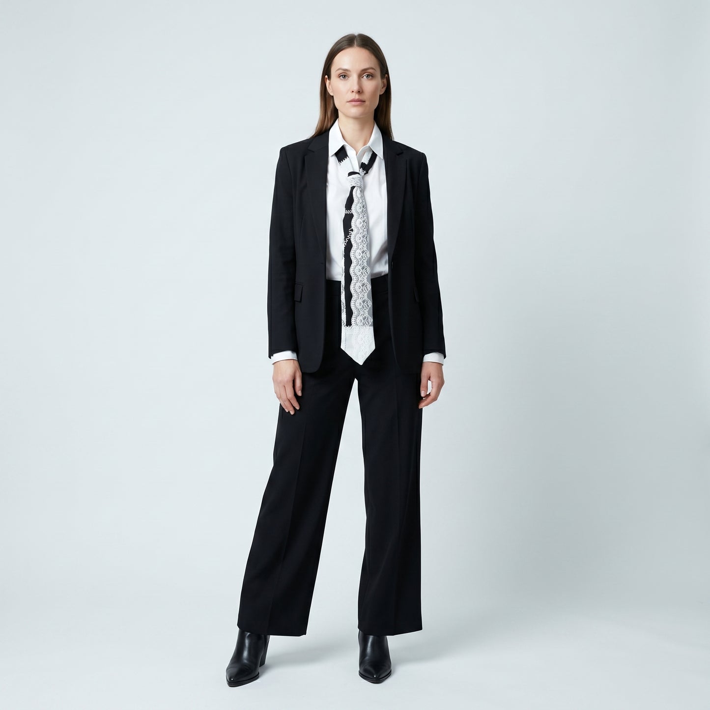 Monochrome Patchwork Lace Scarf