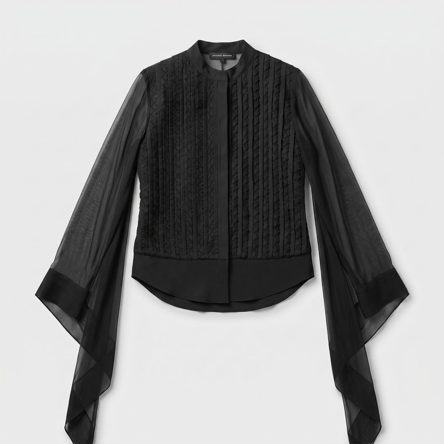 Textured Sheer Sleeve Blouse