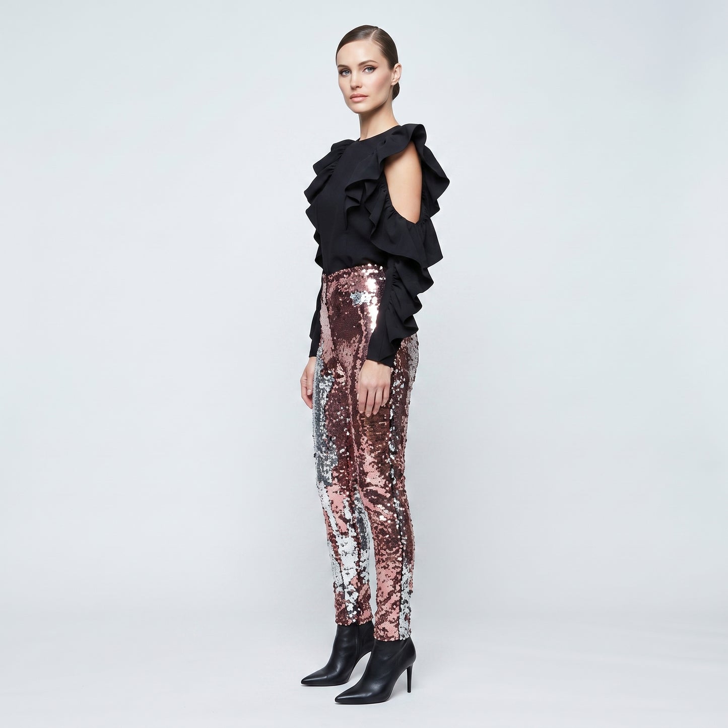 Metallic Sequin Embellished Trousers