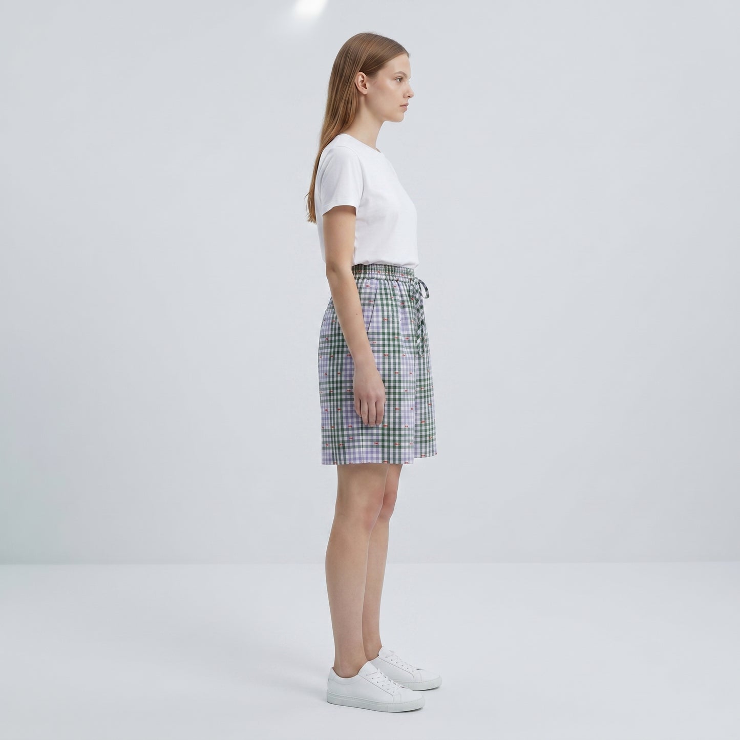Gingham Drawstring Bermuda Shorts