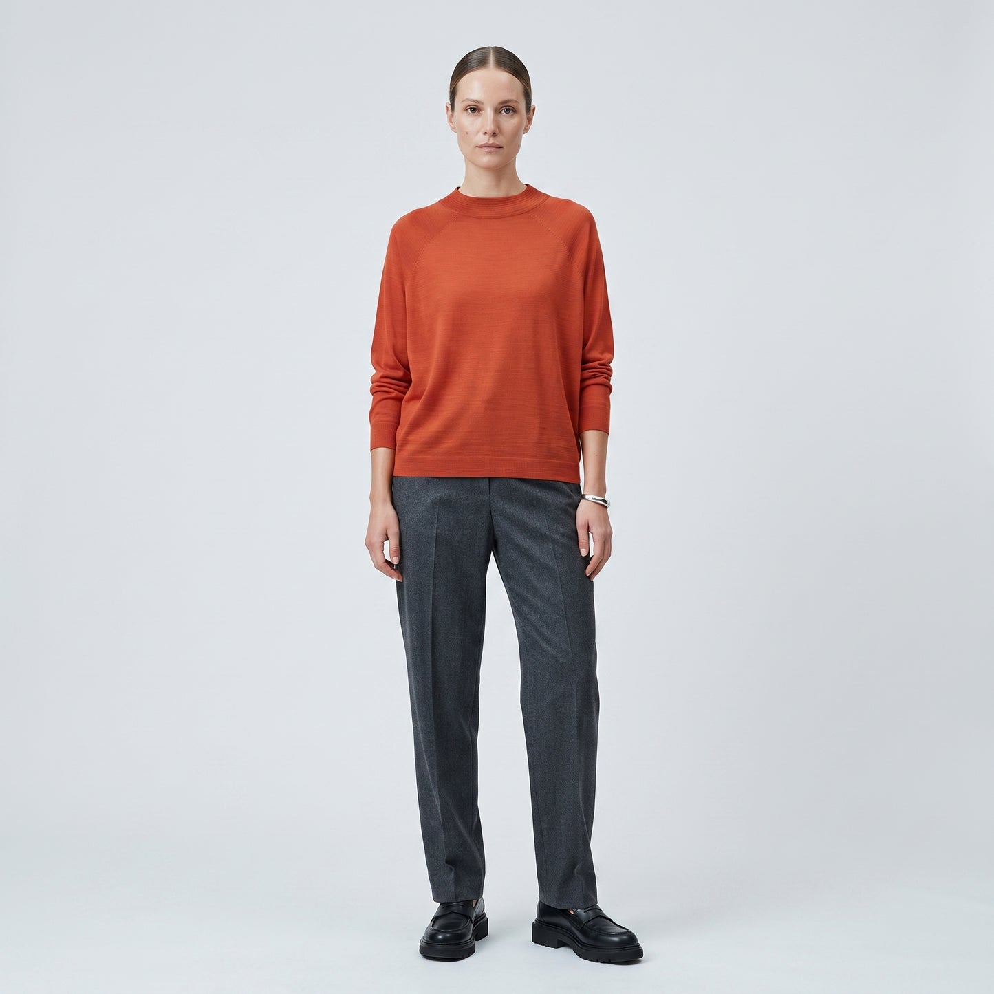 Rust Crew Neck Knit Sweater