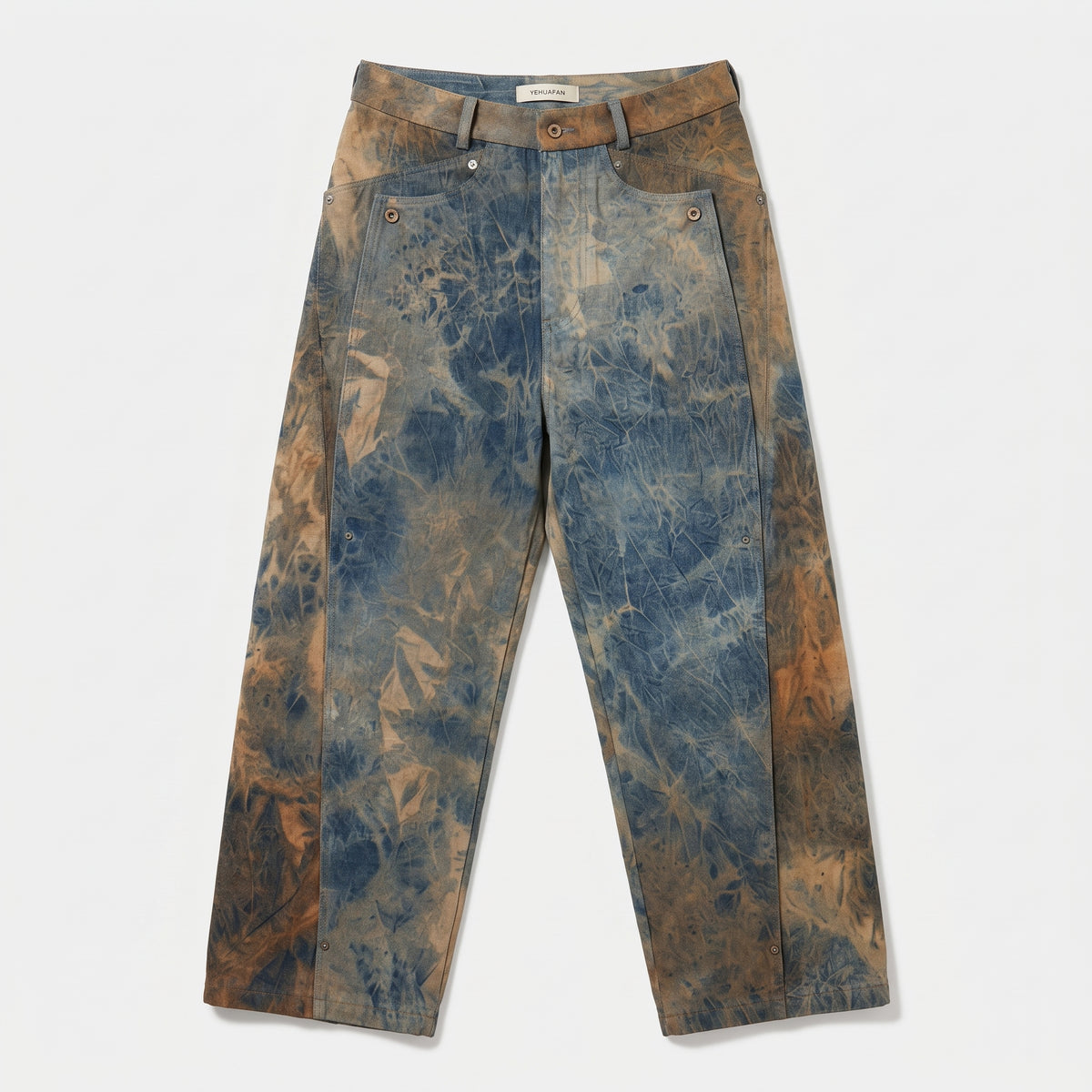 Distressed Tie-Dye Denim Trousers