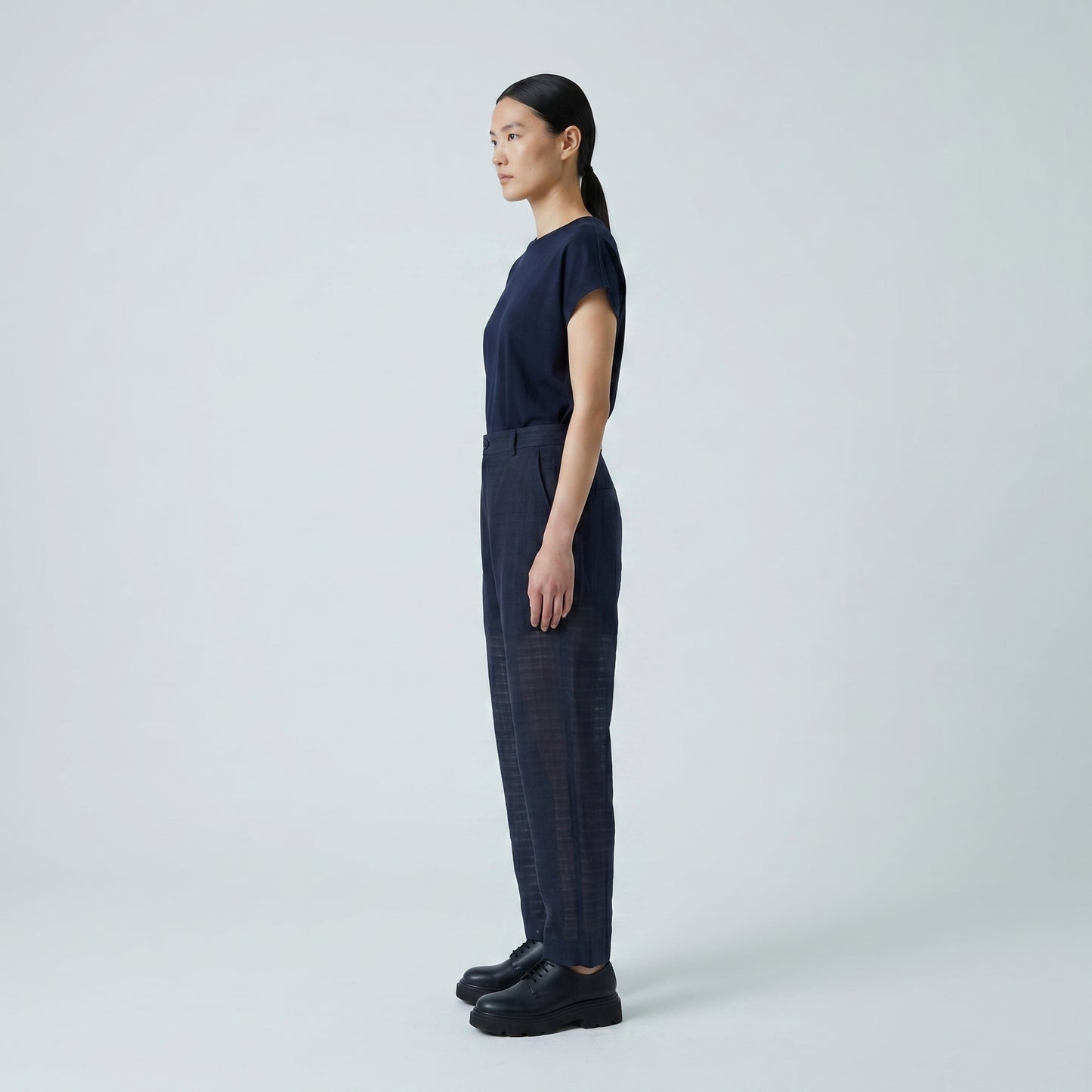 Tailored Navy Linen Trousers