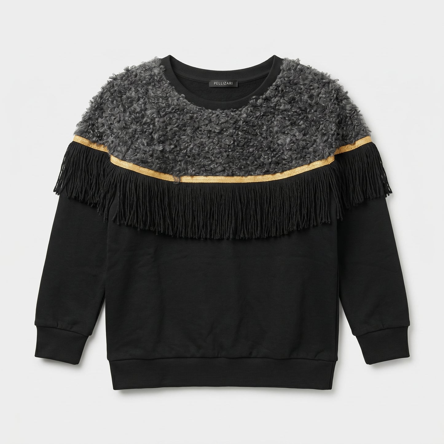 Fringed Bouclé Detail Sweatshirt
