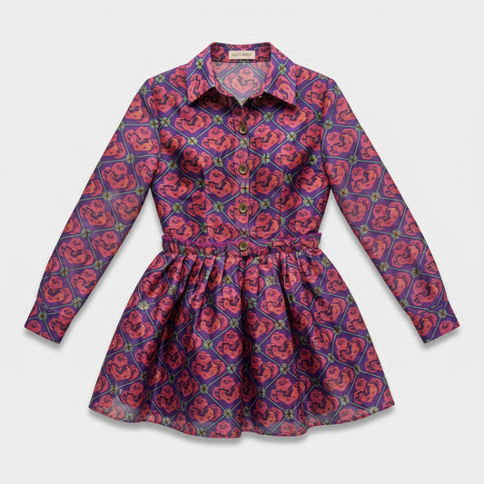 Floral Print Buttoned Mini Dress