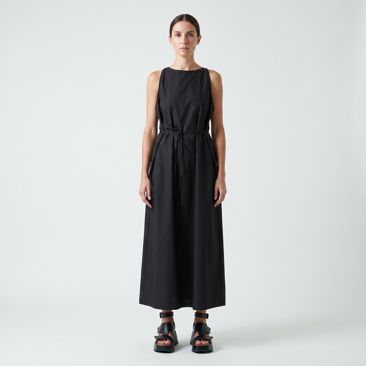 Minimalist Sleeveless Tie-Waist Dress