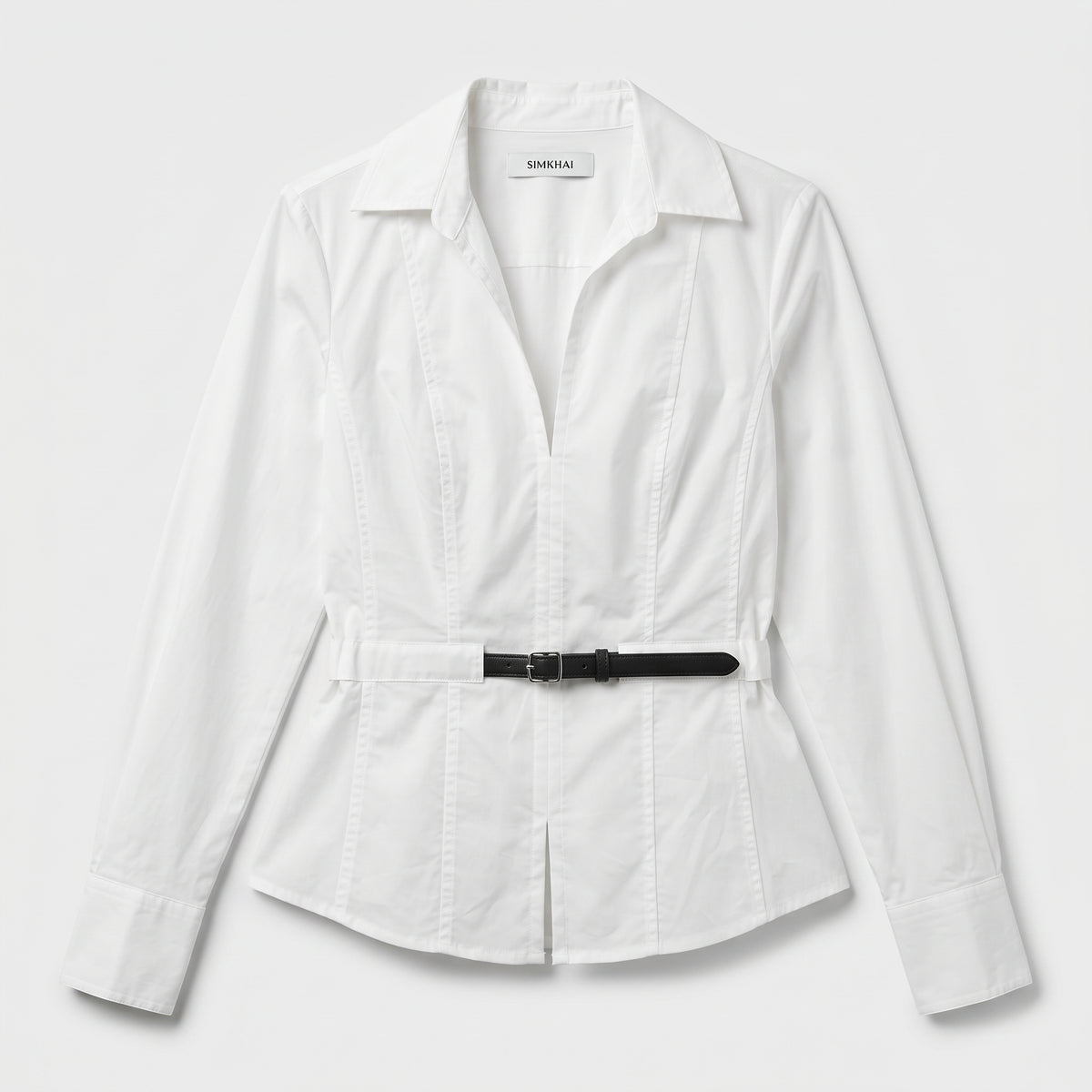 Belted Crisp White Shirt