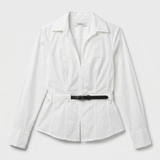 Belted Crisp White Shirt