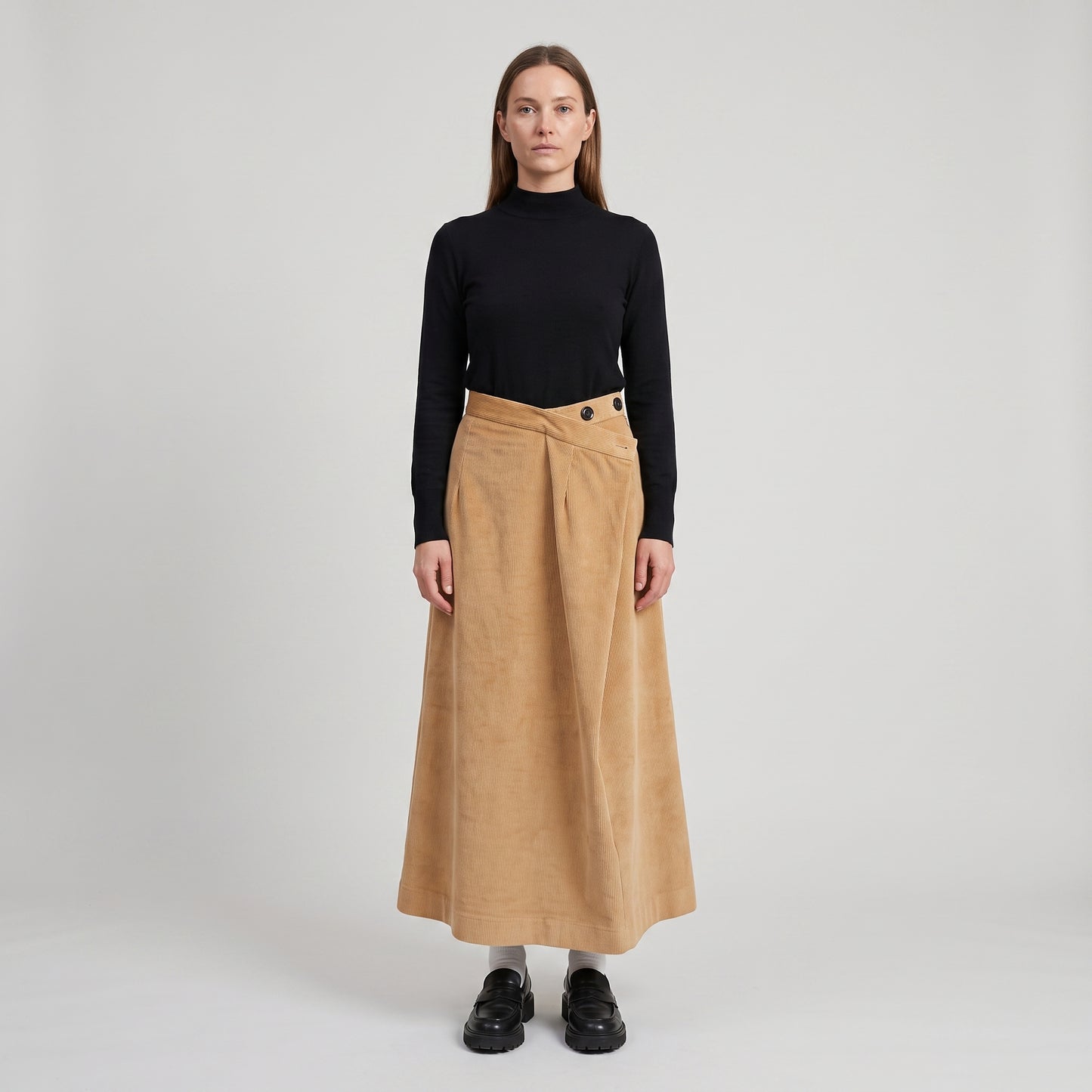 Corduroy Asymmetric Wrap Skirt