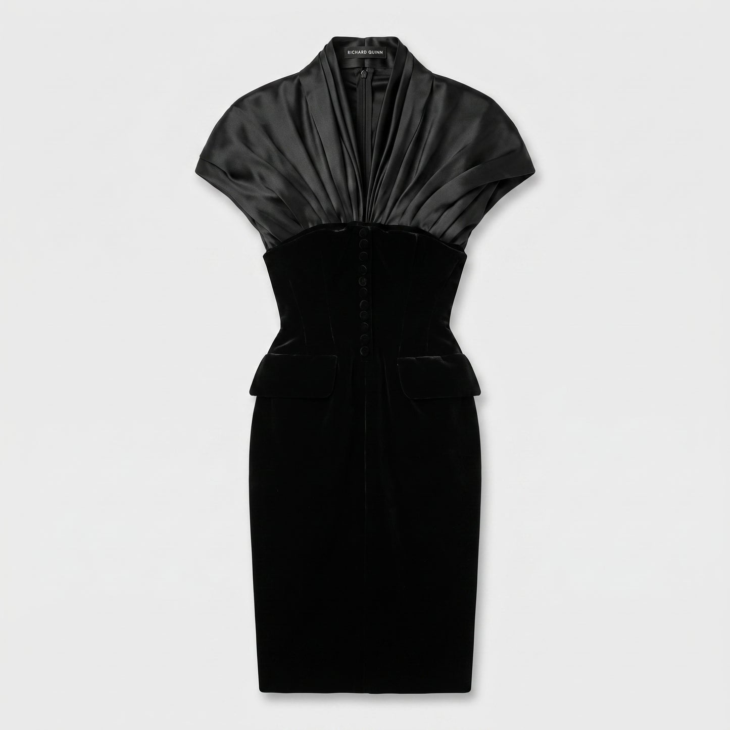 Structured Satin And Velvet Dress