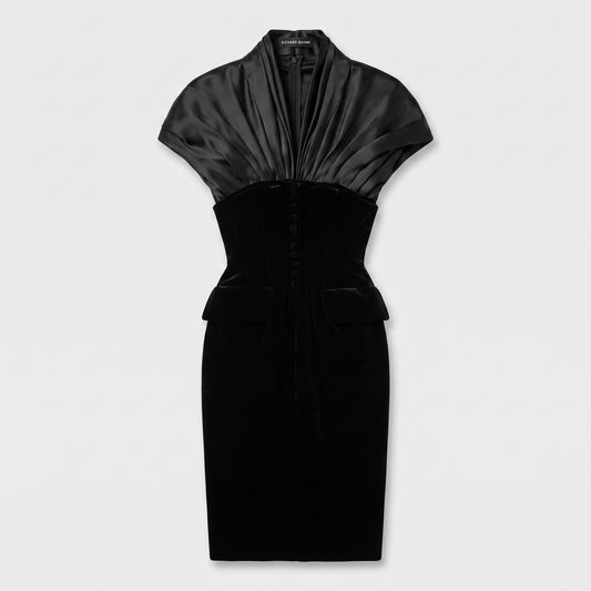 Structured Satin And Velvet Dress