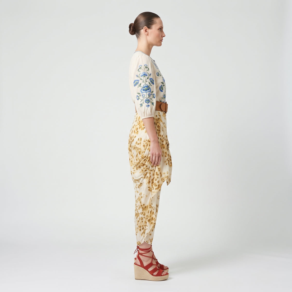 Leopard Print Tie-Front Trousers