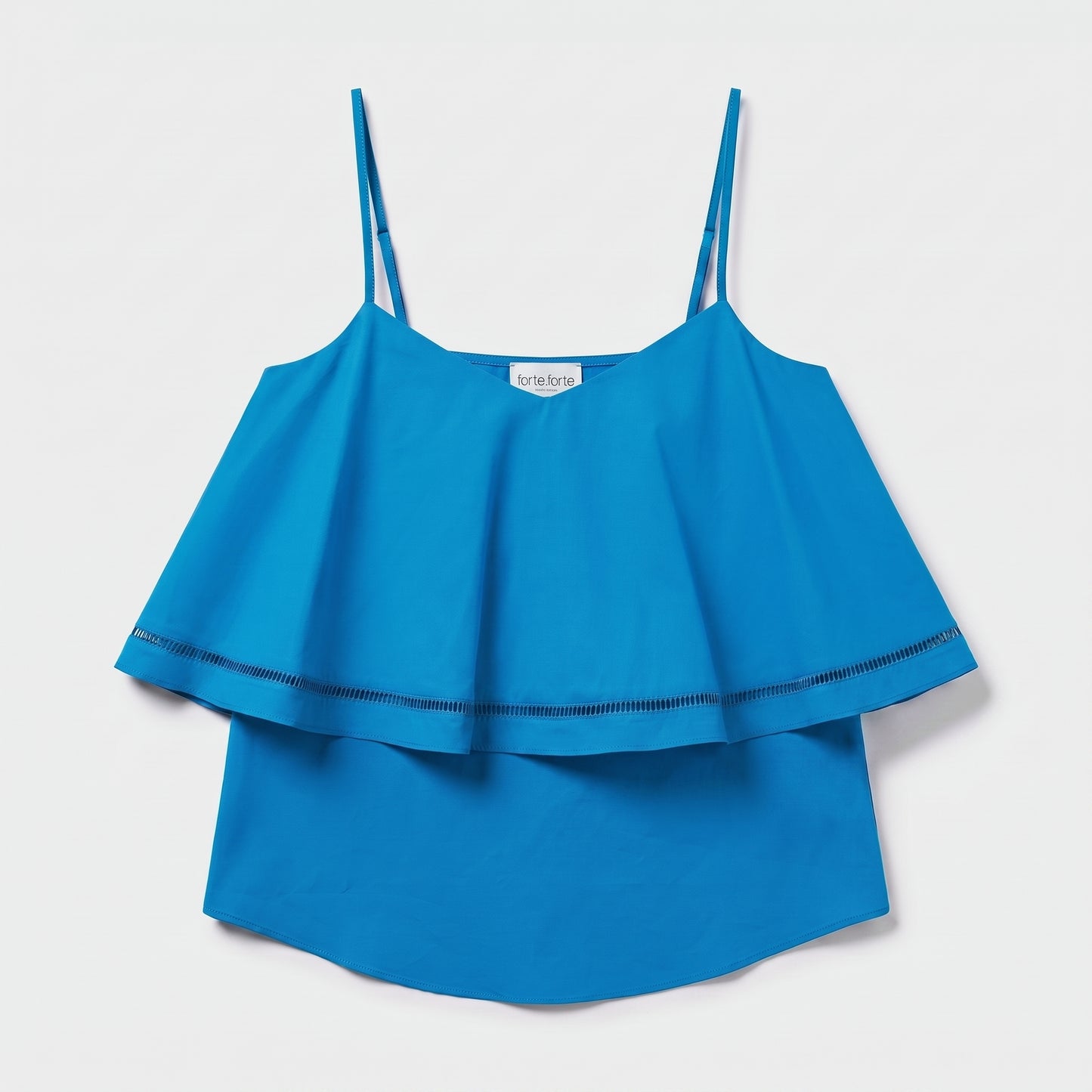 Blue Ruffled Spaghetti Strap Top