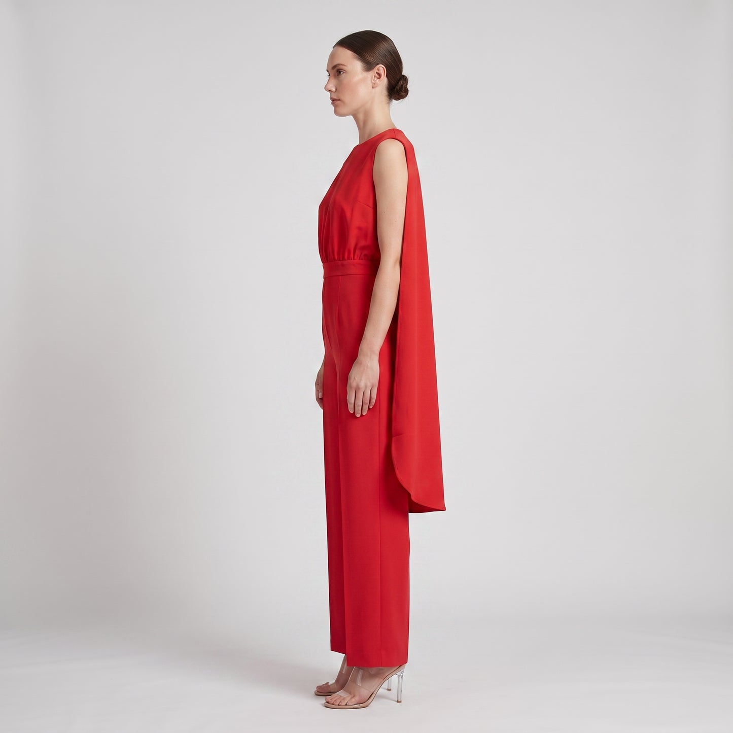 Structured Red Cape Jumpsuit