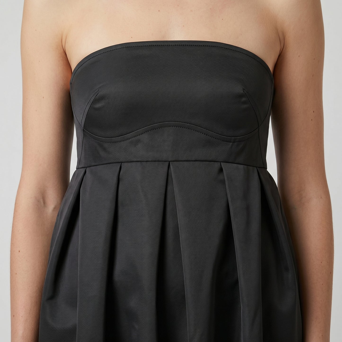 Strapless Pleated Midi Dress