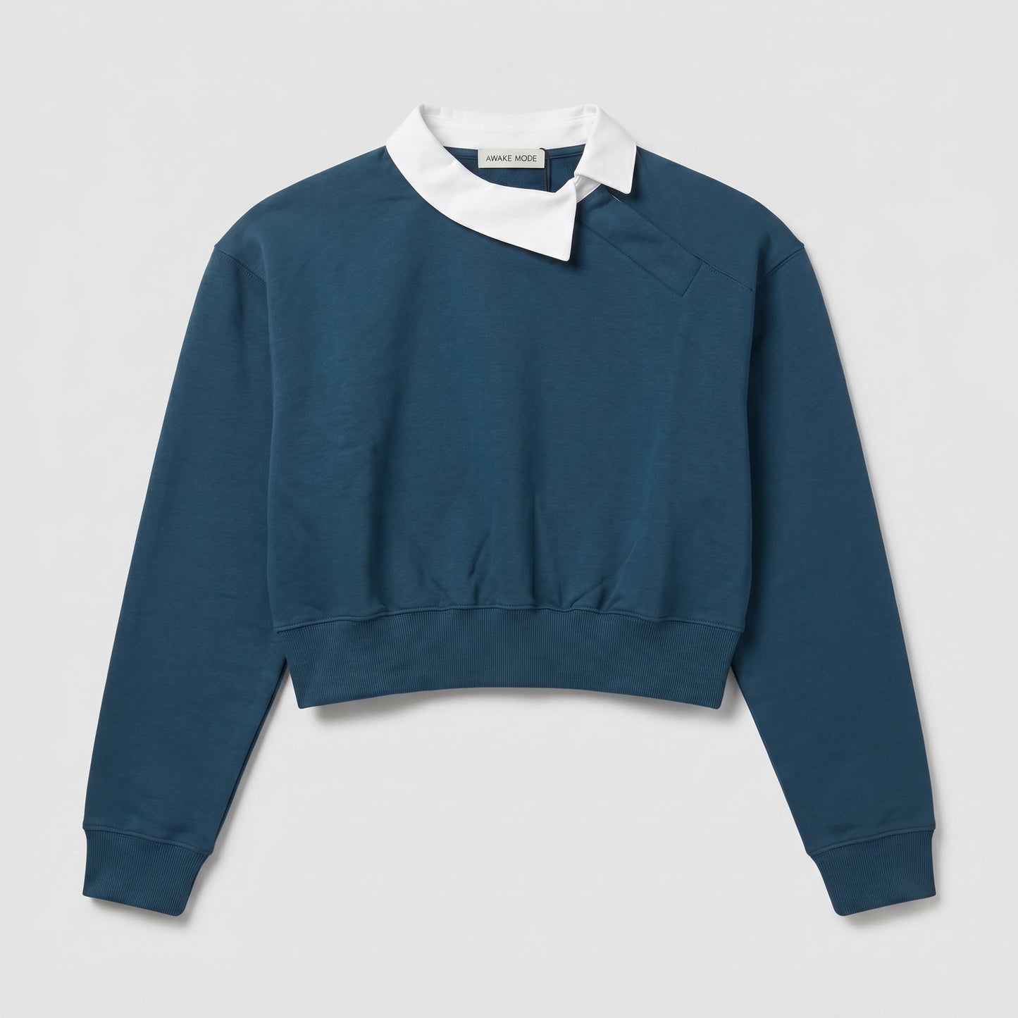Collared Cropped Cotton Sweatshirt