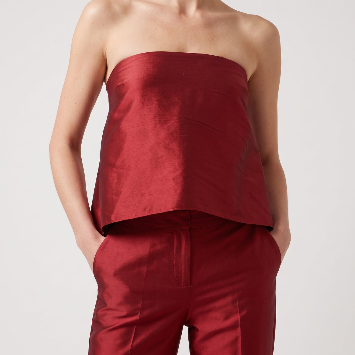 Satin Strapless Peplum Corset Top