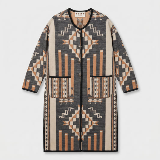 Geometric Patterned Knit Coat