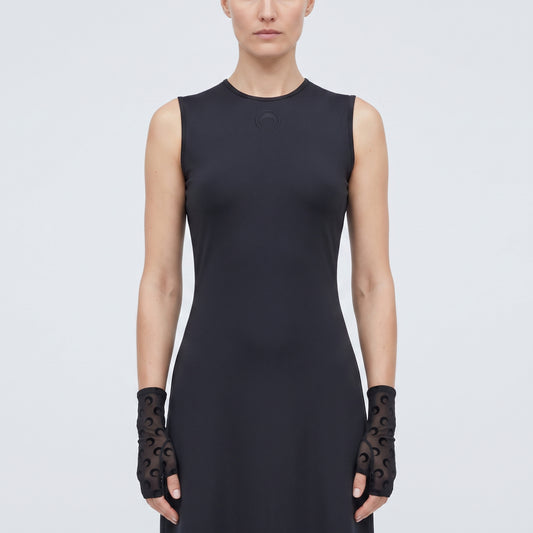 Sleeveless Minimalist Black Midi Dress