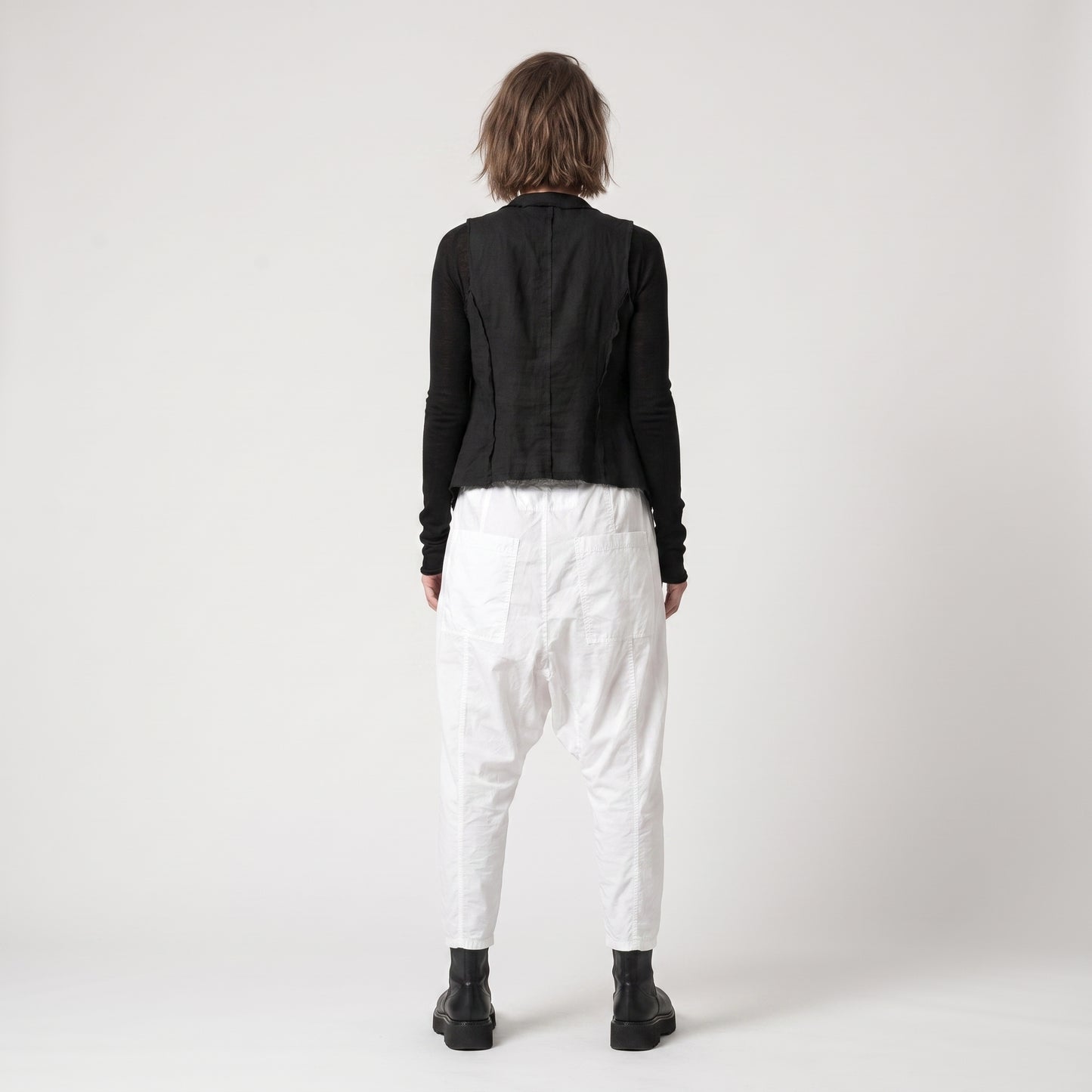 Relaxed Cropped White Trousers