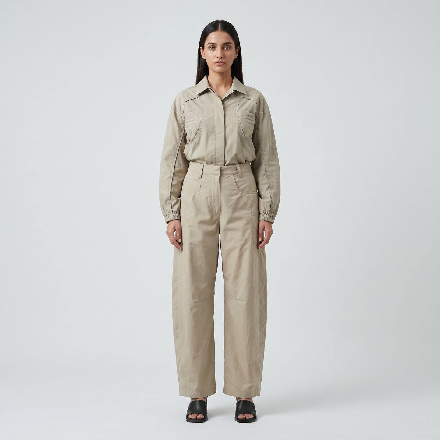 Tailored High-Waisted Neutral Trousers