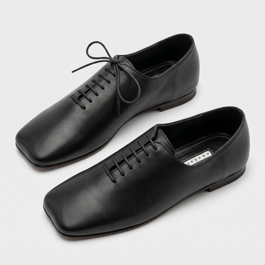 Minimalist Black Leather Oxfords