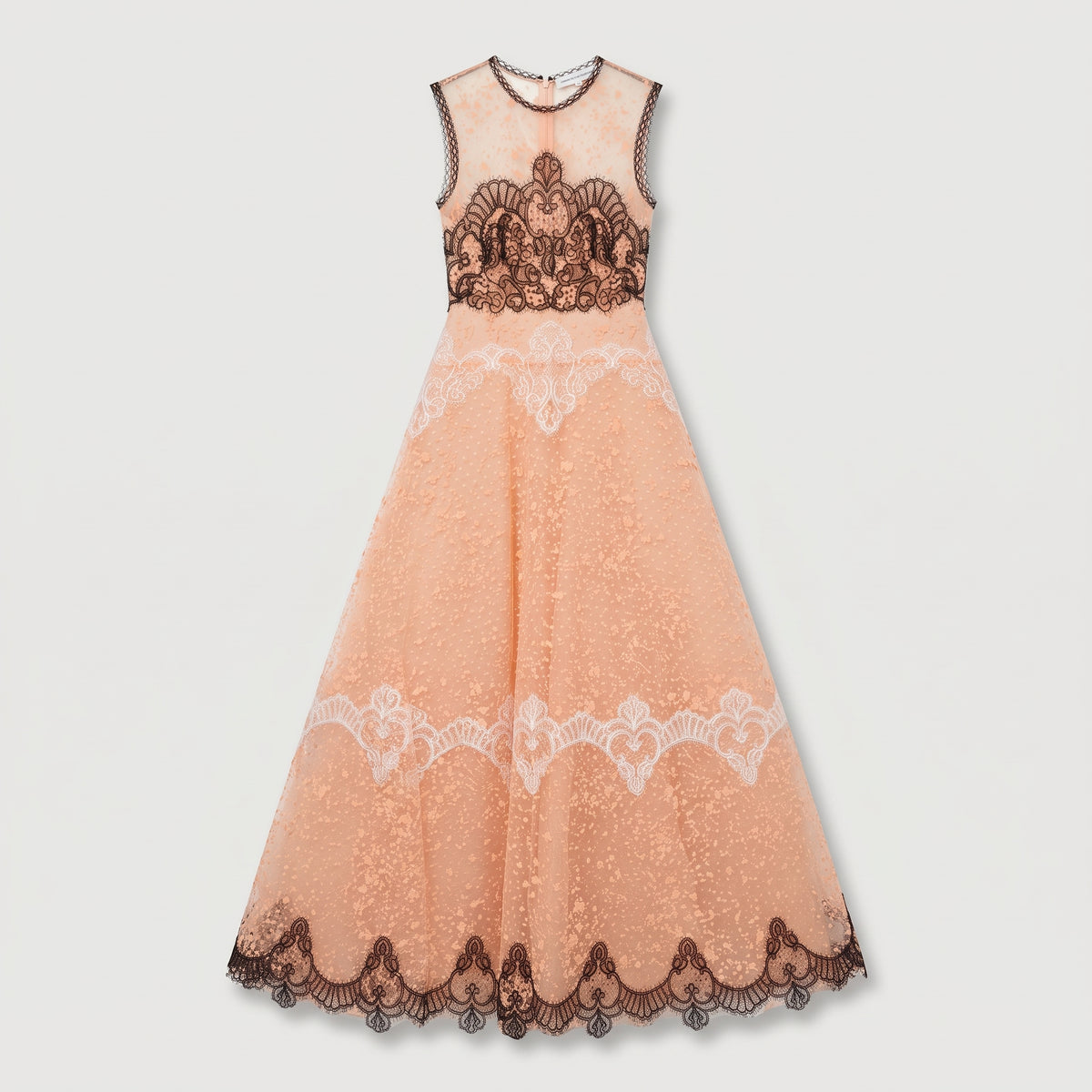 Embroidered Tulle Evening Gown