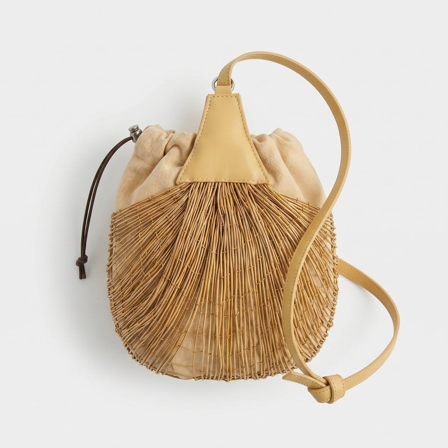 Textured Drawstring Bucket Bag