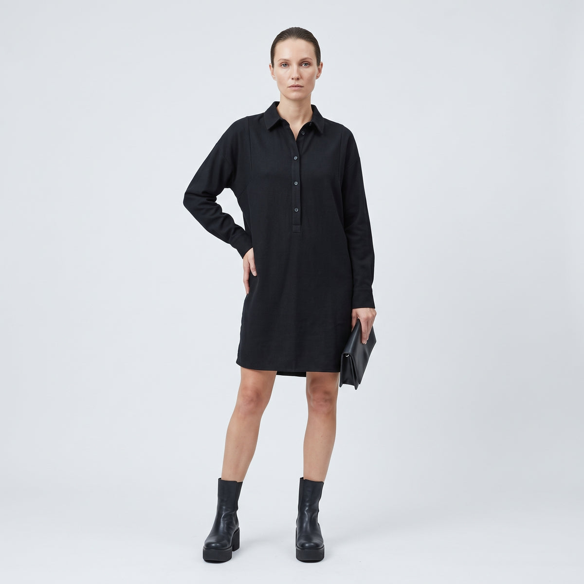 Minimalist Black Collared Shirt