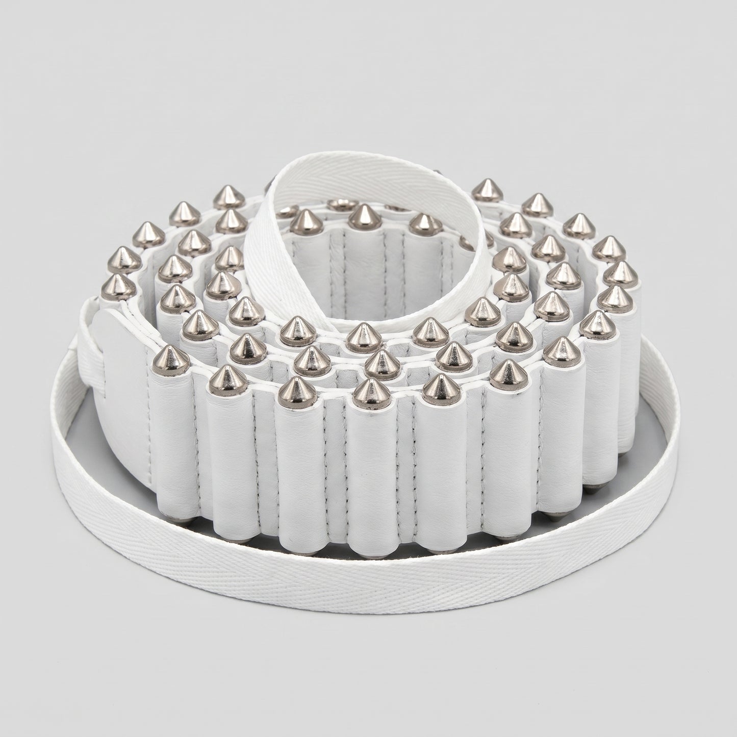 White Spiked Leather Belt