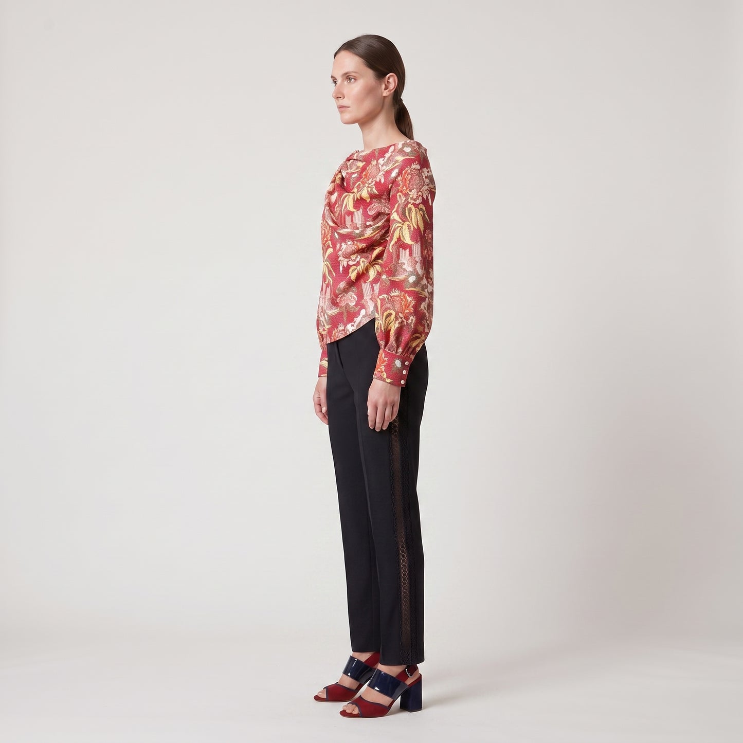 Floral Print Ruched Blouse