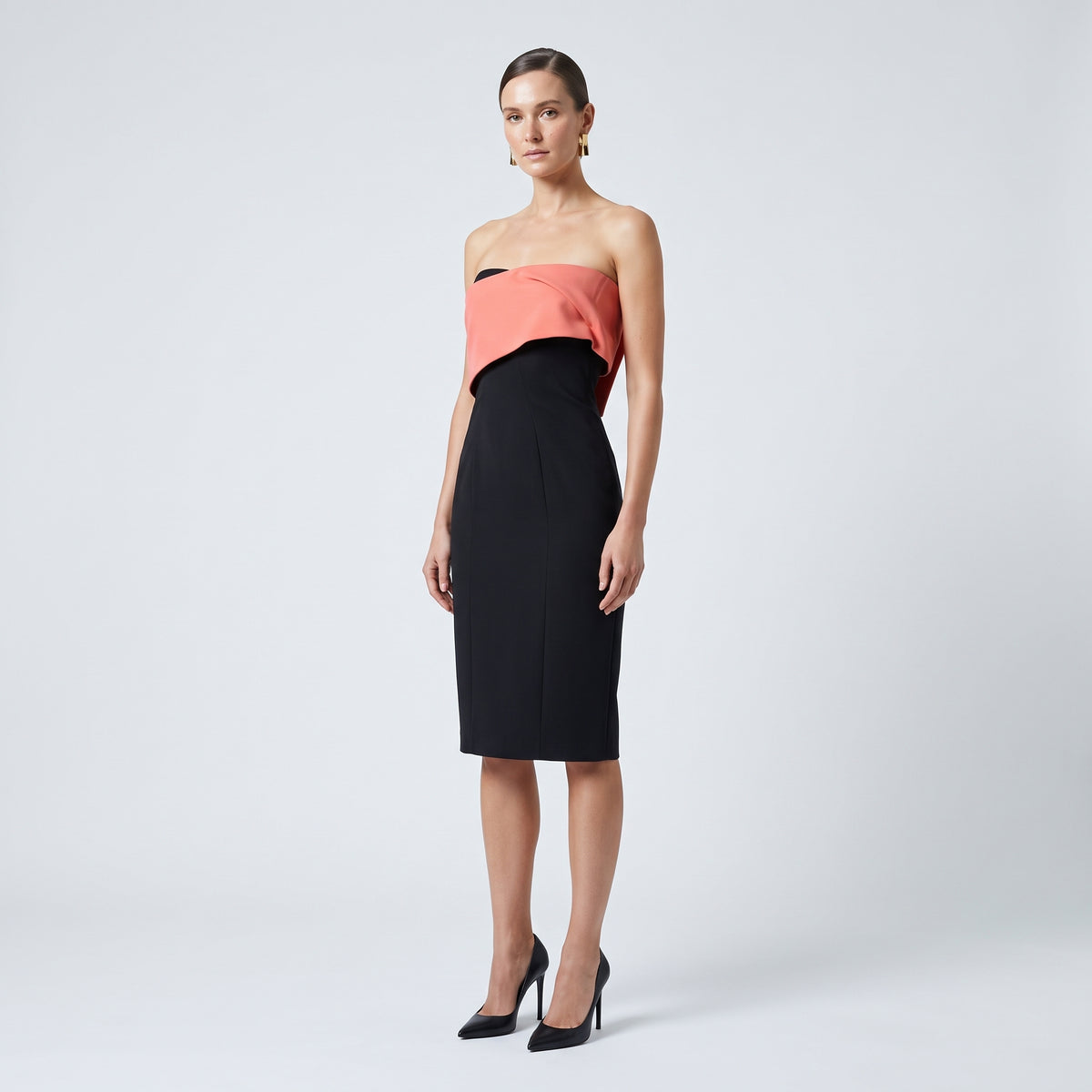 Two-Tone Strapless Cocktail Dress
