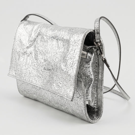 Metallic Crinkled Leather Clutch