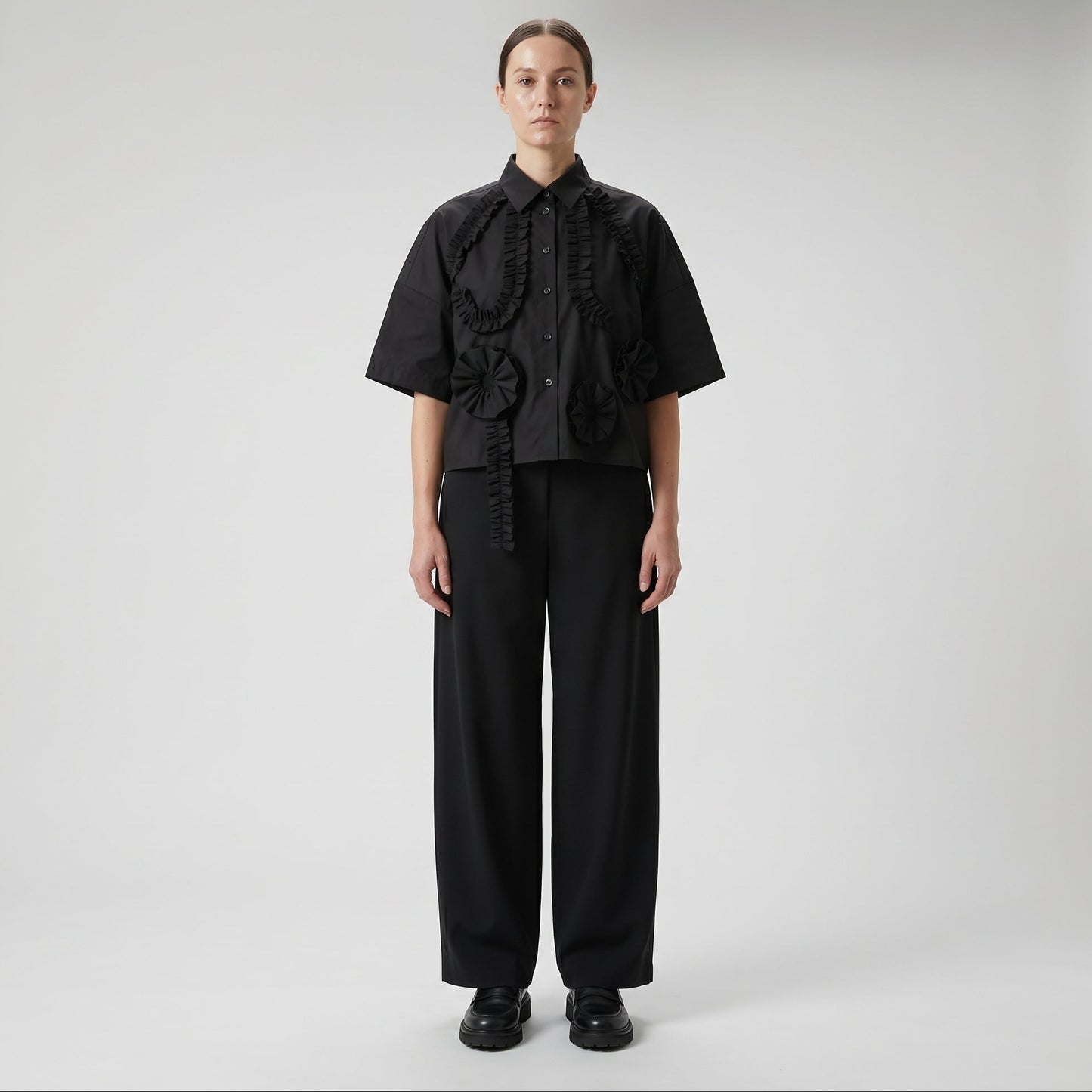 Ruffled Statement Cotton Shirt