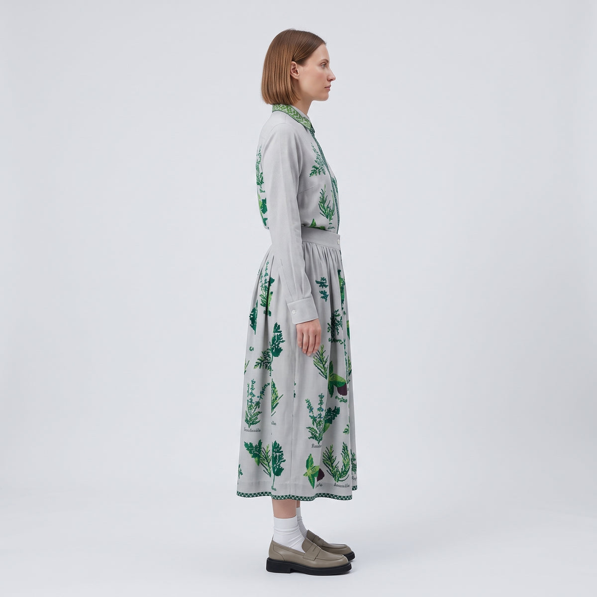 Botanical Print A-Line Skirt