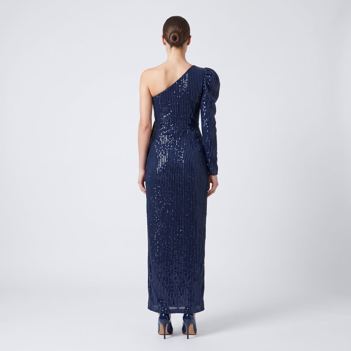One-Shoulder Embellished Midi Dress