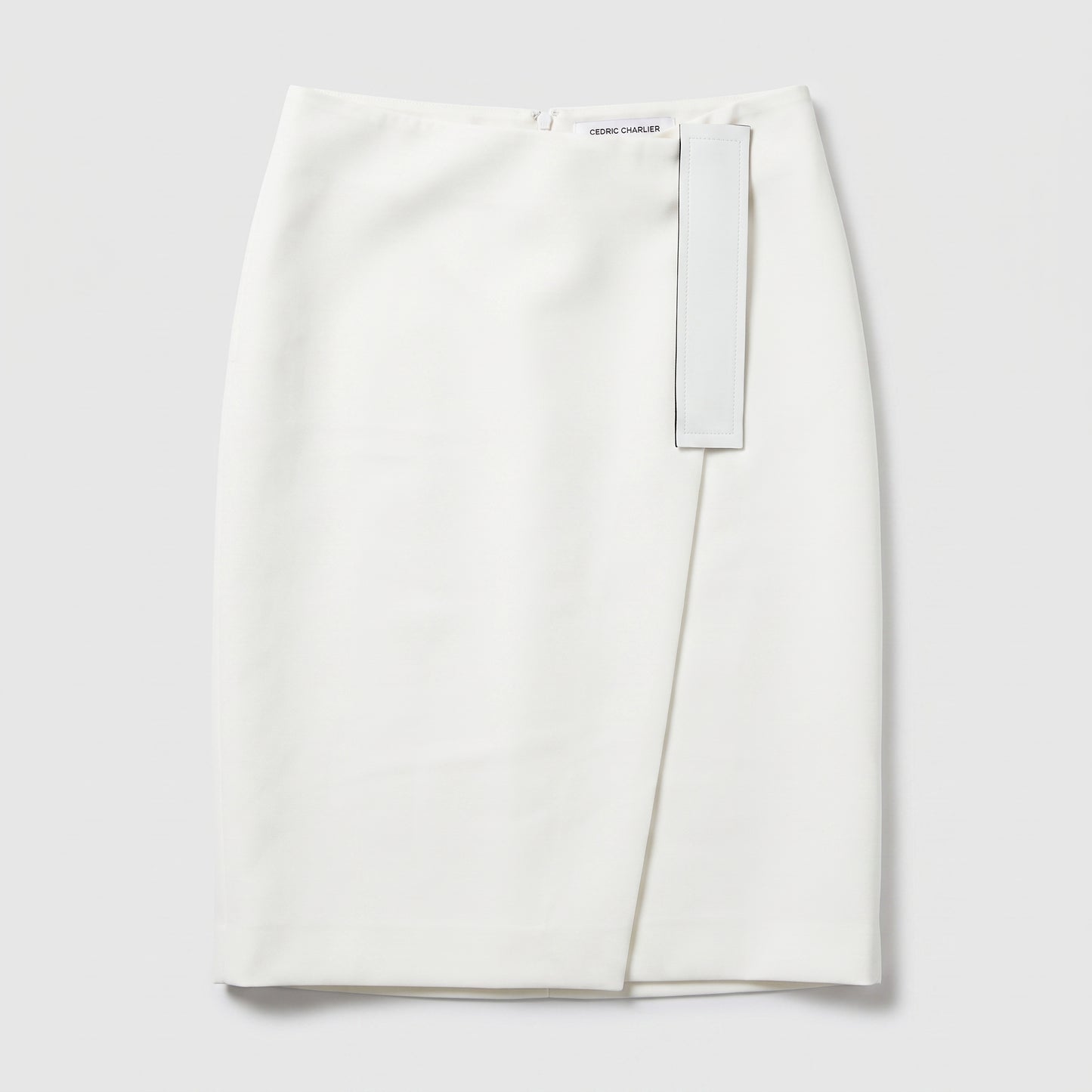 Minimalist White Wrap Pencil Skirt