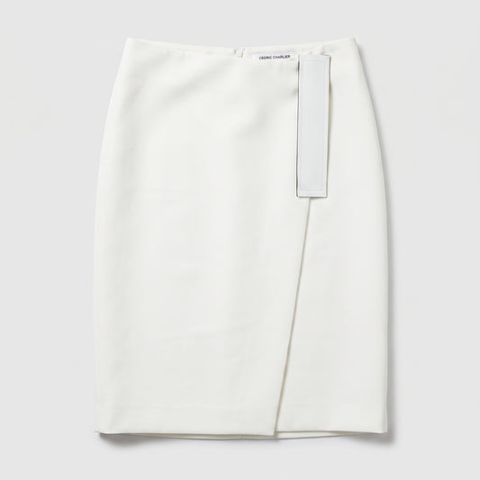 Minimalist White Wrap Pencil Skirt