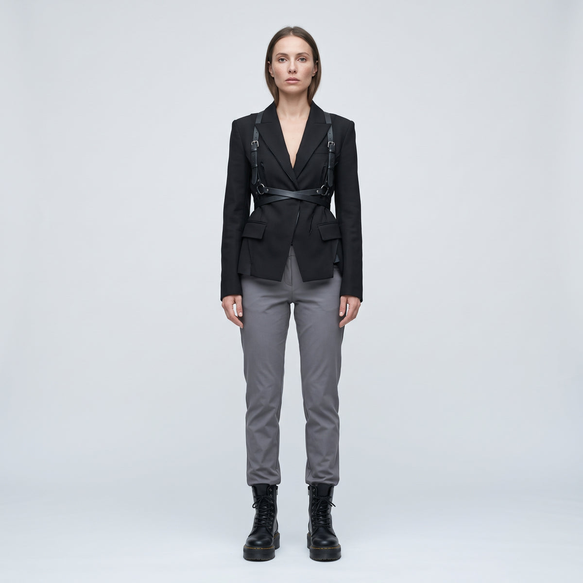 Tailored Mid-Rise Grey Trousers