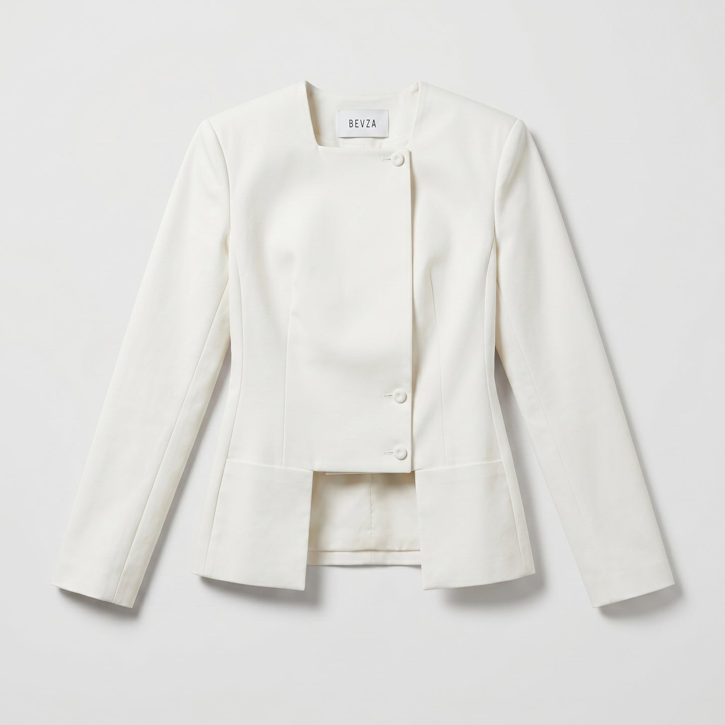 Collarless Asymmetric Tailored Jacket
